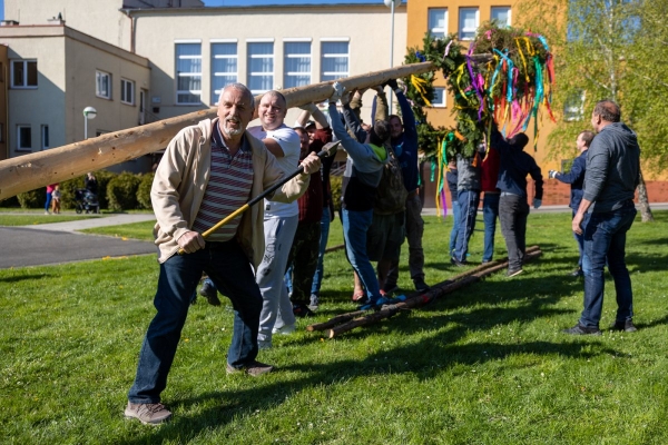 Poslední dubnový den patřil stavění máje u kulturního domu
