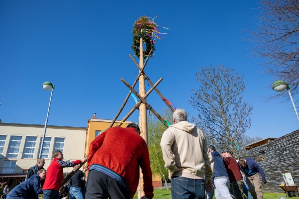Poslední dubnový den patřil stavění máje u kulturního domu