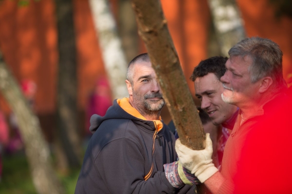 U kulturního domu stojí májka, zkušení stavitelé si poradili i se silným větrem