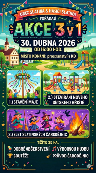 Stavění máje, otevírání nového dětského hřiště a slet slatinských čarodějnic